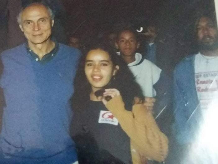 emocionada e Eduardo Suplicy em 2000 na campanha de Marta Suplicy para prefeita de são Paulo.
